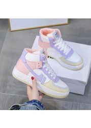 2022 Fashion Women Breathable Sneakers Ladies High Top Mixed Color Flats Vulcanized Shoes Female Chunky Casual Walking Shoes