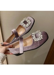 Rimocy Spring Autumn Crystal Mary Jane Shoes For Women Low Heel Ankle Strap Pumps Woman Dress Rhinestone Fashion Party Shoes