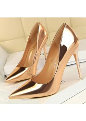 BIGTREE Shoes Woman Pumps Patent Leather High Heels Shoes Women Basic Pump Wedding Shoes Female Stiletto High Heels Women Shoes Plus Size 43