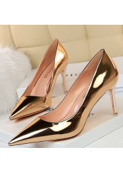 BIGTREE Shoes Woman Pumps Patent Leather High Heels Shoes Women Basic Pump Wedding Shoes Female Stiletto High Heels Women Shoes Plus Size 43