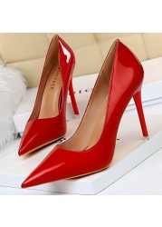 BIGTREE Shoes Woman Pumps Patent Leather High Heels Shoes Women Basic Pump Wedding Shoes Female Stiletto High Heels Women Shoes Plus Size 43