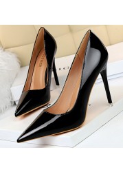 BIGTREE Shoes Woman Pumps Patent Leather High Heels Shoes Women Basic Pump Wedding Shoes Female Stiletto High Heels Women Shoes Plus Size 43