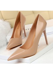 BIGTREE Shoes Woman Pumps Patent Leather High Heels Shoes Women Basic Pump Wedding Shoes Female Stiletto High Heels Women Shoes Plus Size 43