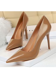 BIGTREE Shoes Woman Pumps Patent Leather High Heels Shoes Women Basic Pump Wedding Shoes Female Stiletto High Heels Women Shoes Plus Size 43