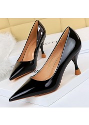 BIGTREE Shoes Woman Pumps Patent Leather High Heels Shoes Women Basic Pump Wedding Shoes Female Stiletto High Heels Women Shoes Plus Size 43