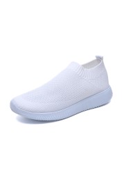 Rimocy Breathable Air Mesh Knitted Sneakers Women 2022 Spring Summer Plus Size Ladies Flats Comfortable Soft Casual Shoes Woman