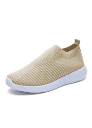 Rimocy Breathable Air Mesh Knitted Sneakers Women 2022 Spring Summer Plus Size Ladies Flats Comfortable Soft Casual Shoes Woman