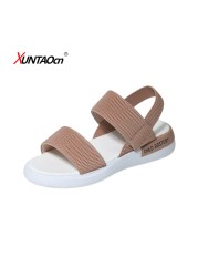 Fashion Open Toe Sports Sandals T-Shape Buckle Thick Heel Platform Shoes 2020 Women's Summer Flat Casual Shoes Women Slippers