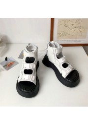 The new women's thick bottom muffin summer 2021 student velcro wedges shoes for women open toe shoes hook and loop sandals