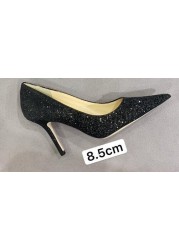 luxury designer high heel shoes for women genuine leather glitter sexy wedding shoes