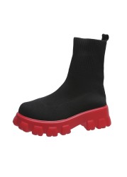 Ankel Shoes For Women Platform Shoes Black Knit Sock Socks Woman Fashion Motorcycle Shoes Botas De Invierno Para Mujer