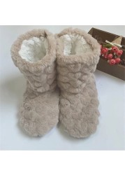 women cotton slippers winter warm feel ce indoor floor shoes socks love style slip-on soft non-slip female plush shoes