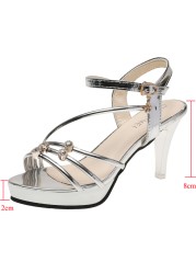 Lucyever Crystal Thin High Heels Sandals Women 2022 Summer Ankle Strap Platform Sandal Woman Gold Silver Ladies Party Shoes