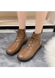 Handmade women's first layer cowhide ankle boots women boots retro genuine leather women boots