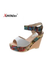 Women Sandals Summer Platform Wedges Casual Shoes Floral Ladies Super High Heels Open Toe Women Slippers Sandalias Zapatos Mujer