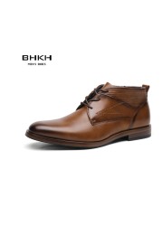 BHKH 2022 Autumn/Winter Men Boots Lace-up Ankle Boots Formal Business Dress Shoes Work Formal Office Man Classic Shoes