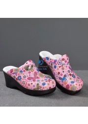 2021 New Women Leather Nurse Slippers High Quality Beauty Salon Dentist Lab Non-slip Surgical Clogs