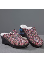 2021 New Women Leather Nurse Slippers High Quality Beauty Salon Dentist Lab Non-slip Surgical Clogs