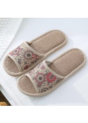 Women Home Slippers Indoor Floor Soft Couple Linen Slippers Bedroom Shoes Ladies Summer New Flex Flip Flops Zapatillas chaus contact