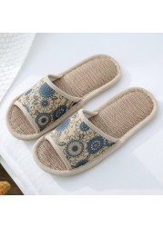 Women Home Slippers Indoor Floor Soft Couple Linen Slippers Bedroom Shoes Ladies Summer New Flex Flip Flops Zapatillas chaus contact