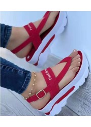 Women Platform Wedges Buckle Sandals Ladies Summer Roman Sandals Buckle Non-slip Beach Sandals Plus Size 35~43 Sandales Femme