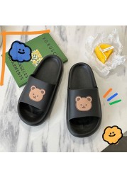 Summer Women Men Slippers Indoor Bathroom Thickened Platform Non-slip Home Couple Cloud Sandals Cartoon Flip Flops Bear Beach Shoes