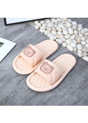 Summer Women Men Slippers Indoor Bathroom Thickened Platform Non-slip Home Couple Cloud Sandals Cartoon Flip Flops Bear Beach Shoes