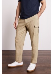 Linen Blend Cargo Trousers