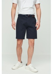 Belted Chino Shorts With Stretch