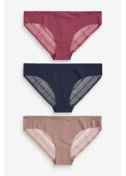 No VPL Lace Back Briefs 3 Pack برازيلي