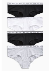 Cotton Rich Logo Knickers 4 Pack Short