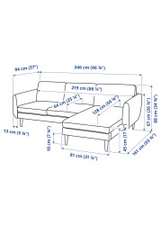 SMEDSTORP 3-seat sofa with chaise longue