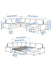 VIMLE Crnr sofa-bed, 5-seat w chaise lng