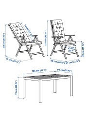 SJÄLLAND Table+4 reclining chairs, outdoor