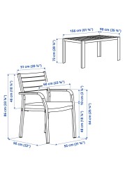 SJÄLLAND طاولة+4كراسي بمساند ذراعين،خارجية