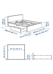 MALM Bed frame, high, w 2 storage boxes