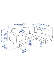 VIMLE 3-seat sofa with chaise longue