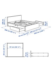 MALM Bed frame, high, w 4 storage boxes