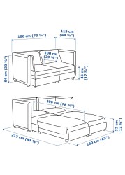 VALLENTUNA 2-seat modular sofa w 2 sofa-beds