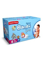 Sanita Bambi Size 4 Large 8-16 kg Super Box 124 Diapers