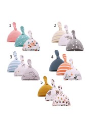 3pcs Newborn Baby Cotton Knot Beanies Baby Girls Sleep Caps For 0-6 Months Infant Hats Baby Accessories