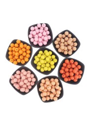 Chenkai 100pcs 15mm Silicone Round Print Beads Baby Round Shape Teething Beads BPA Free DIY Sensory Chew Toy Accessories