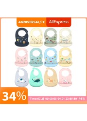 Baby Bib Silicone Water Resistant Saliva Dripping Bibs Banana Cartoon Newborn Feeding Soft Edible Baby Aprons Adjustable Burping Scarf