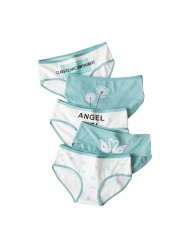 New 4pcs Teenage Flamingos Underpants Young Girl Briefs Comfortable Cotton Panties Kids Underwear Green Girl Underwear