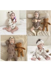 2022 Spring Baby Rompers Short Sleeve Flower Collar Rompers Hooded Rompers Girls Jumpsuit Girls Clothes