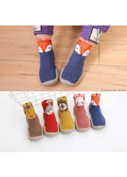 Baby First Shoes Baby Girls Newborn Knitwear Socks Warm Infant Winter Shoes Fox Rabbit Cartoon Kids Boy Casual Shoes 2021