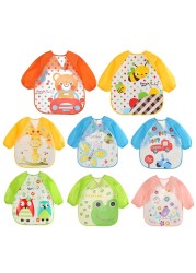 0-3Y Baby Bibs Cute Cartoon Animals Waterproof Children Colorful Bib Full Sleeve Bibs Children Apron Long Sleeve Feeding Bibs