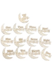 13pcs/set Baby Wooden Milestone Cards Souvenir Moon Card Monthly Record Card