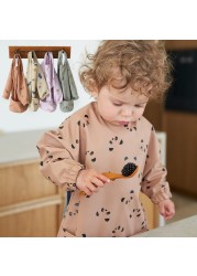 Easy to Wear Long Sleeve Baby Bib Baby Soft PU Bibs Painting Waterproof Meals Protection Washable Easy Clean Smock for Babies