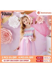 Vikita Princess Girls Dress Children Clothes Girl Summer Sleeveless Dress Kids Dresses For Girls Toddler Girl Casual Dresses